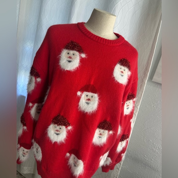Haptics Santa Claus sparkly fuzzy knit sweater - Picture 1 of 7